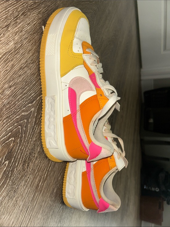 Nike Shoes - Nike White and Pink Low-Top Sneakers with Yellow Accent